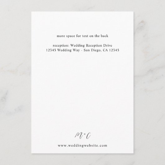 Winter Witte Bloemen & dennen Details Informatiekaartje (Achterkant)