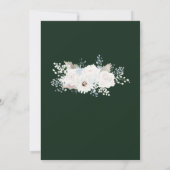 Winter Witte Bloemen en Groene Kerstmis Bruiloft Kaart (Achterkant)