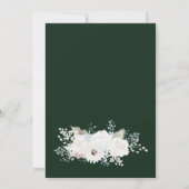 Winter Witte Bloemen en Groene Kerstmis Bruiloft Kaart (Achterkant)