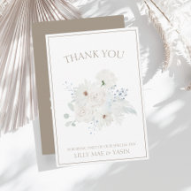 Winter Witte Bloemen en Taupe Kerstmis Bruiloft