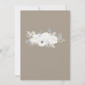 Winter Witte Bloemen en Taupe Kerstmis Bruiloft Kaart (Achterkant)