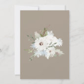 Winter Witte Bloemen en Taupe Kerstmis Bruiloft Save The Date (Achterkant)