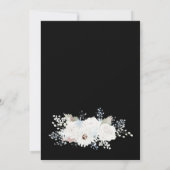 Winter Witte Bloemen en Zwarte Kerstbruiloft Kaart (Achterkant)