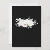 Winter Witte Bloemen en Zwarte Kerstbruiloft Kaart (Achterkant)