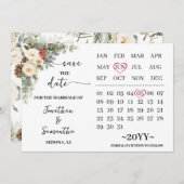 Winter Witte Bloemen Kalender Save The Date (Voorkant / Achterkant)