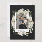 Winter witte bloemen | Zwart-wit foto Feestdagenkaart (Voorkant)