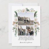 Winter witte bloemen | Zwart-wit foto Feestdagenkaart (Achterkant)