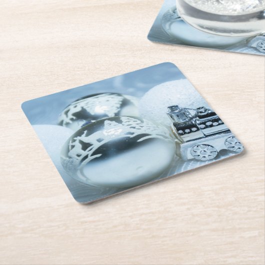 Winter witte decoraties. Christmas. Kartonnen Onderzetters (Schuin)