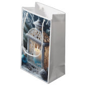 Winter witte en blauwe Frosted Lantern Klein Cadeauzakje (Achterkant Gekanteld)