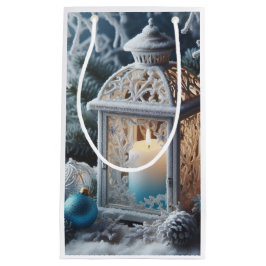 Winter witte en blauwe Frosted Lantern Klein Cadeauzakje