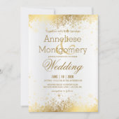 Winter Witte en Gouden Sneeuwvlokken Trouwen Kaart (Voorkant)