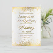Winter Witte en Gouden Sneeuwvlokken Trouwen Kaart (Staand voorkant)