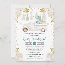 Winter Witte & Gouden Truck Bloemen Baby Shower