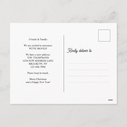 Winter Witte Kerst Deur Nieuwe Home Foto Verhuizen Feestdagenkaart (Achterkant)