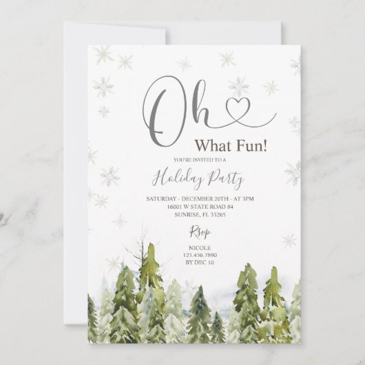 Winter Witte Kerstbomen Vakantie Winter Party Kaart (Voorkant)