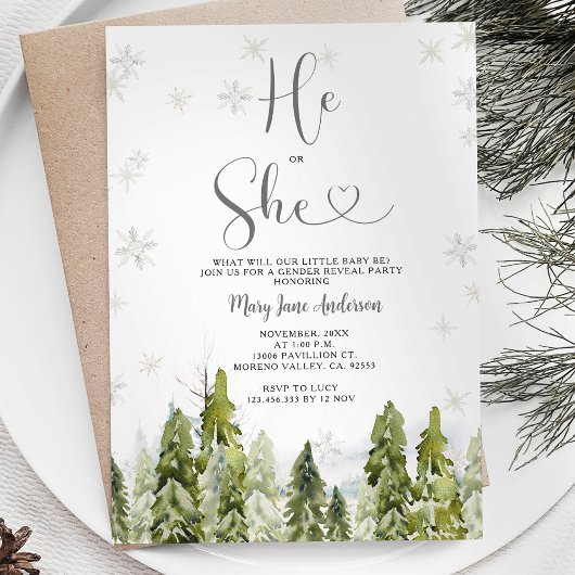 Winter Witte Kerstmis Geslacht onthullen Kaart