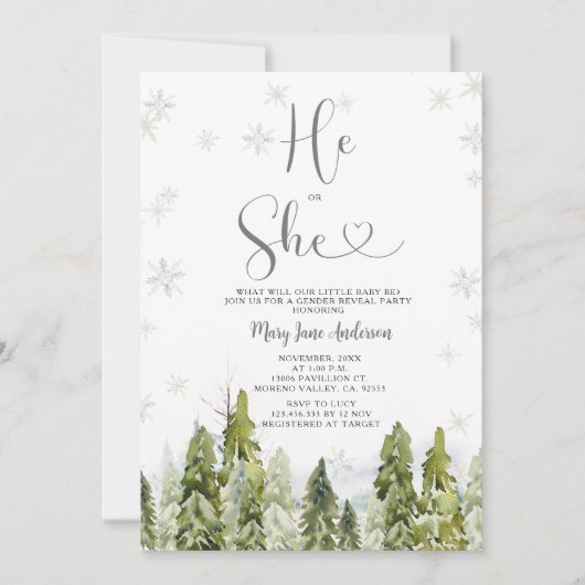 Winter Witte Kerstmis Geslacht onthullen Kaart (Voorkant)