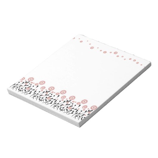 Winter witte maroon bloesem notitieblok (Linkerzijde)