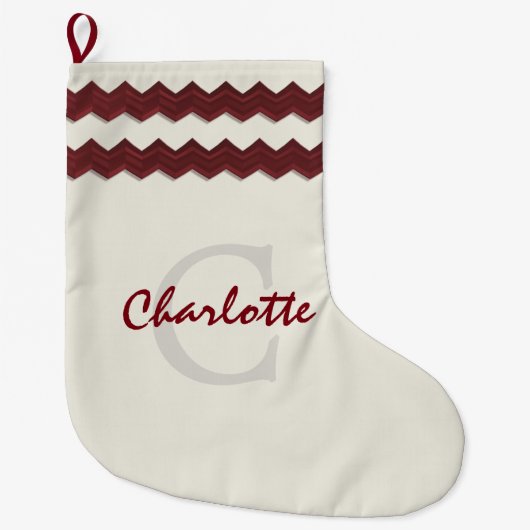 Winter Witte Naam Monogram Kerst Kous Grote Kerstsok (Voorkant)