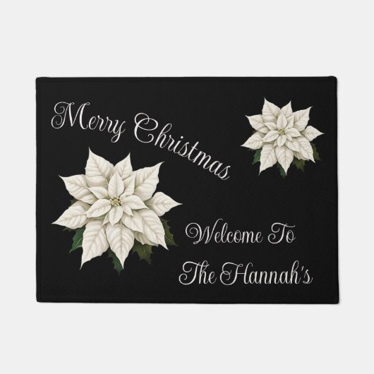 Winter witte poinsettia deurmat (Voorkant)