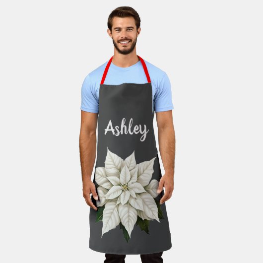 Winter witte poinsettia schort (Gedragen)