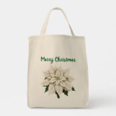 Winter Witte Poinsettia Tote Bag (Achterkant)
