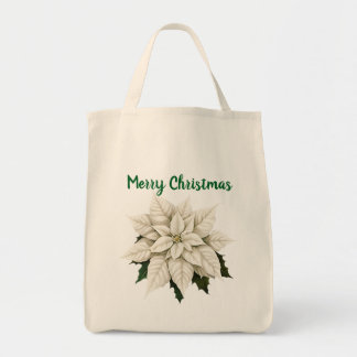 Winter Witte Poinsettia Tote Bag