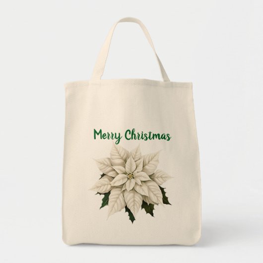 Winter Witte Poinsettia Tote Bag (Voorkant)