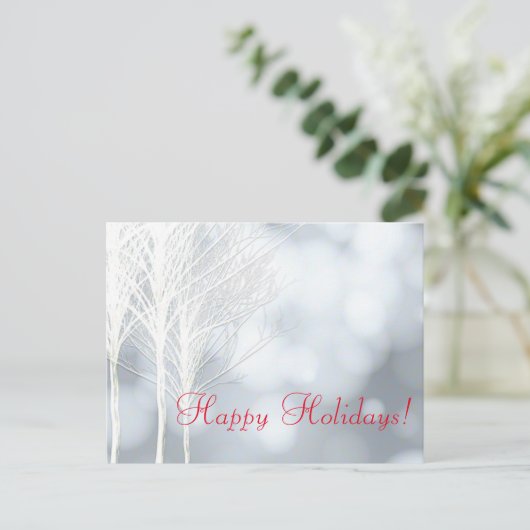 Winter Witte Rustieke Bomen Vakantie Briefkaart (Staand voorkant)