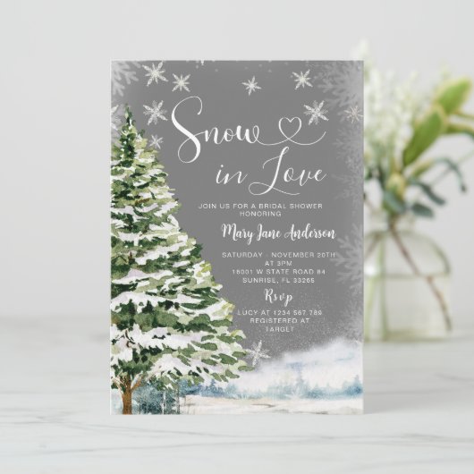 Winter Witte Sneeuw in Liefde Evergreen Vrijgezell Kaart (Staand voorkant)