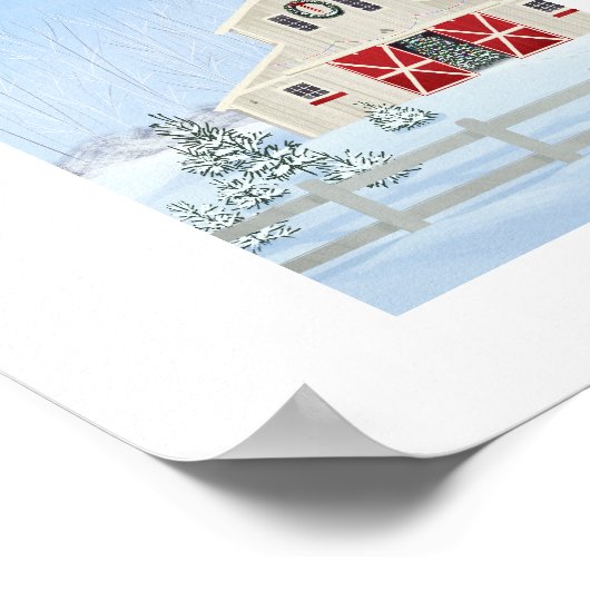 Winter Witte Sneeuwachtige Kerststal Art Print (Hoek)