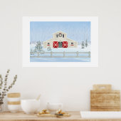 Winter Witte Sneeuwachtige Kerststal Grote Print (Keuken)