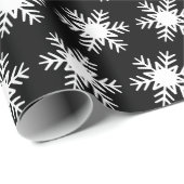 Winter Witte Sneeuwvlok Kerstvakantie Zwart Cadeaupapier (Rol Hoek)