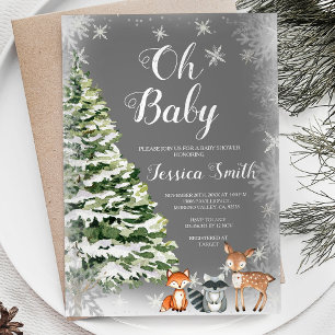 Winter Witte Sneeuwvlokken Kerst Baby shower Kaart