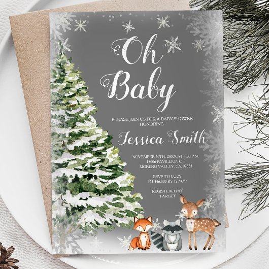 Winter Witte Sneeuwvlokken Kerst Baby shower Kaart