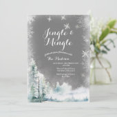 Winter Witte Sneeuwvlokken Modern Jingle & Mingle Kaart (Staand voorkant)