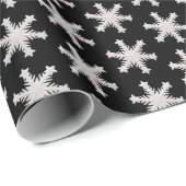 Winter Witte Sneeuwvlokken op een Night Black Sky Cadeaupapier (Rol Hoek)