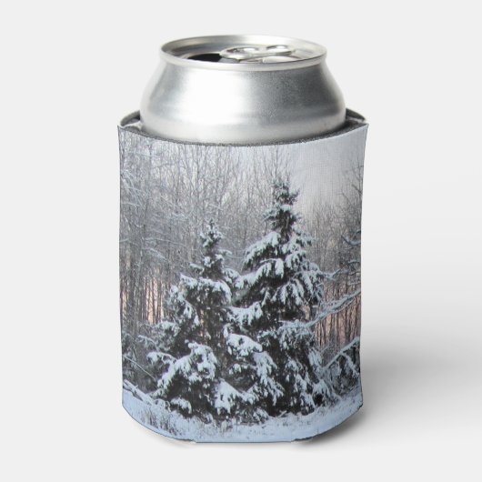 Winter Witte Spruce & Zonsondergang Blikjeskoeler (Blikje Voorkant)