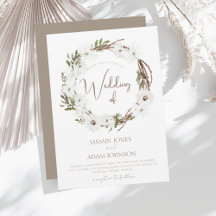 Winter Witte Taupe Bloemen Kerstkrans Bruiloft