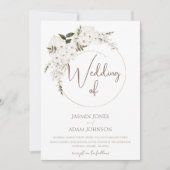 Winter Witte Taupe Bloemen Kerstkrans Bruiloft Kaart (Voorkant)