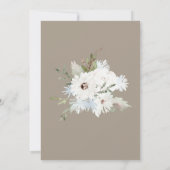 Winter Witte Taupe Bloemen Kerstkrans Bruiloft Kaart (Achterkant)