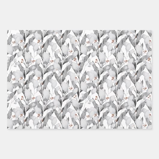 Winter Witte Wijnstokken Waterverf Botanisch Inpakpapier Vel (Voorkant 3)