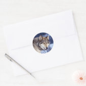 Winter Wolf 2 Ronde Sticker (Envelop)