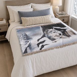 Winter Wolf Bewaker Bevroren IJskasteel Fantasie Deken
