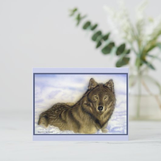 Winter Wolf Briefkaart (Staand voorkant)