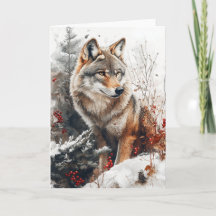 Winter Wolf Briefkaart Stationair