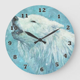 Winter Wolf Clock Grote Klok
