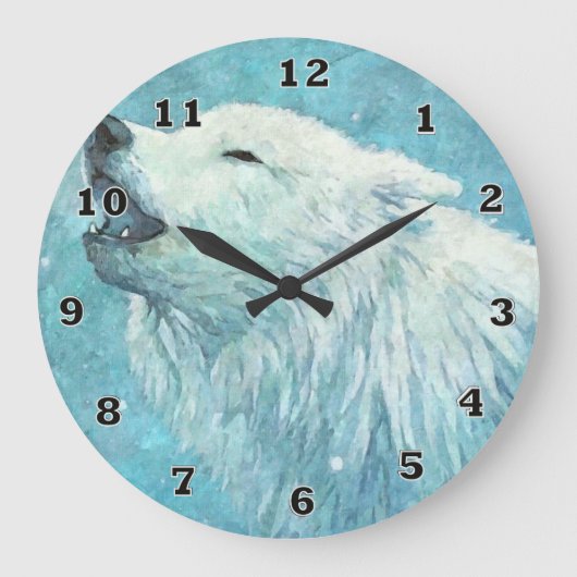 Winter Wolf Clock Grote Klok (Voorkant)