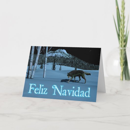 Winter Wolf - Feliz Navidad Feestdagen Kaart (Voorkant)