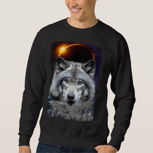 Winter Wolf Galaxy Sun Moon Eclipse Trui (Voorkant)
